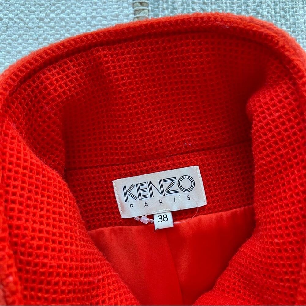 Kenzo Orange 100% Wool Peplum Style Full Zip Short Coat Women’s Size 38 US Small - Picture 8 of 9